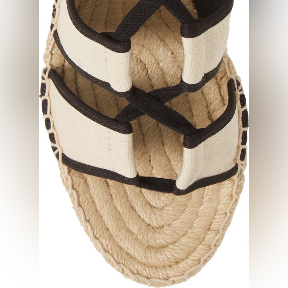 Tory Burch Color Block Canvas Ankle Tie Wedge Espadrille Shoes Size 8 **GORGEOUS - Picture 5 of 16